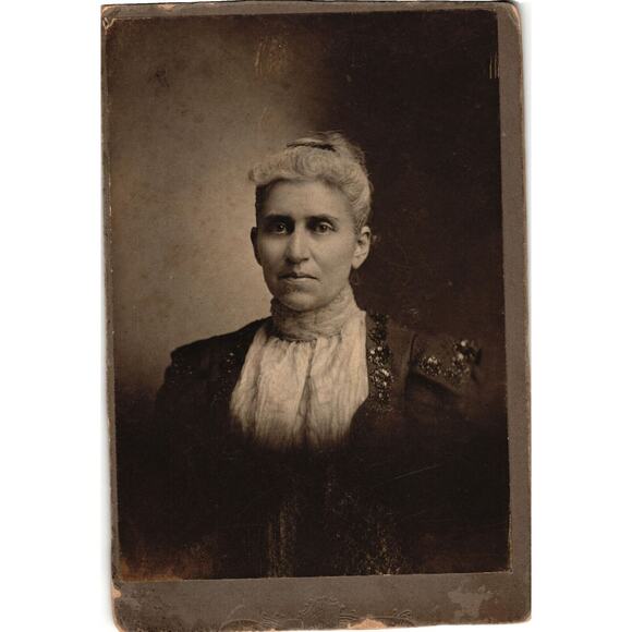 Antique Other - Woman Portrait in Sequin Adorned Dress Vintage Photograph